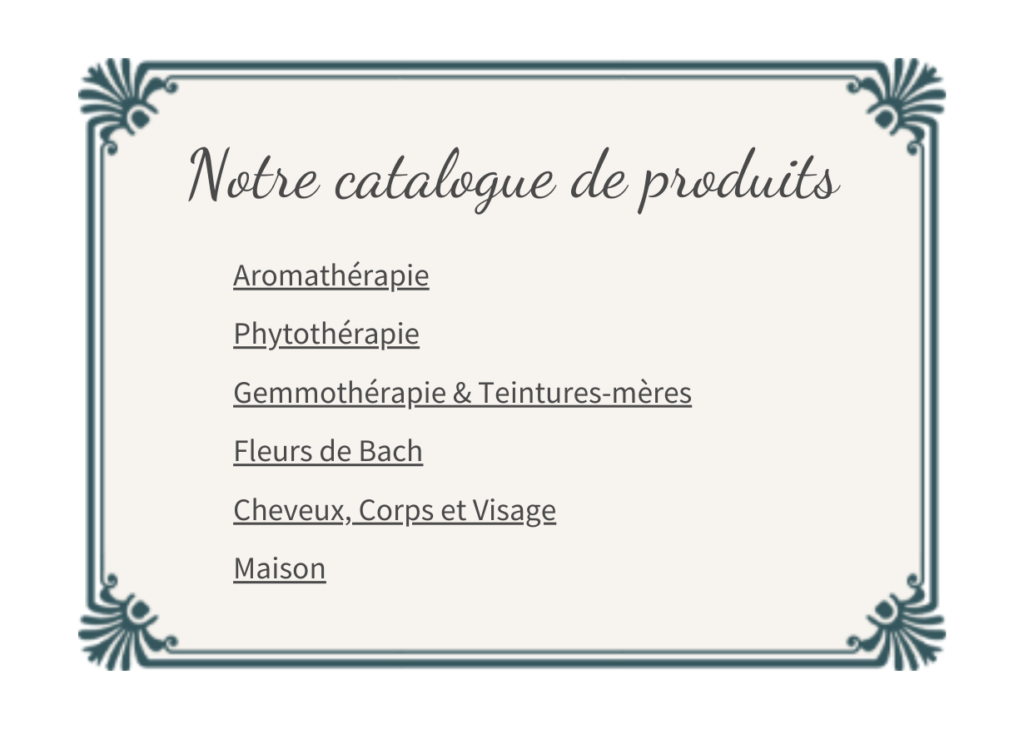 Notre catalogue de produits